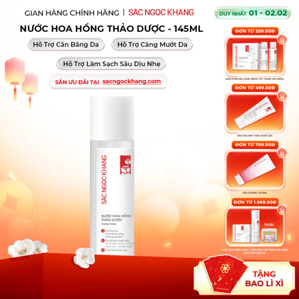 Nước Hoa Hồng Thảo Dược Sắc Ngọc Khang 145ml ( Herbal Toner) - Bản nâng cấp