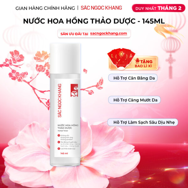Nước Hoa Hồng Thảo Dược Sắc Ngọc Khang 145ml ( Herbal Toner) - Bản nâng cấp