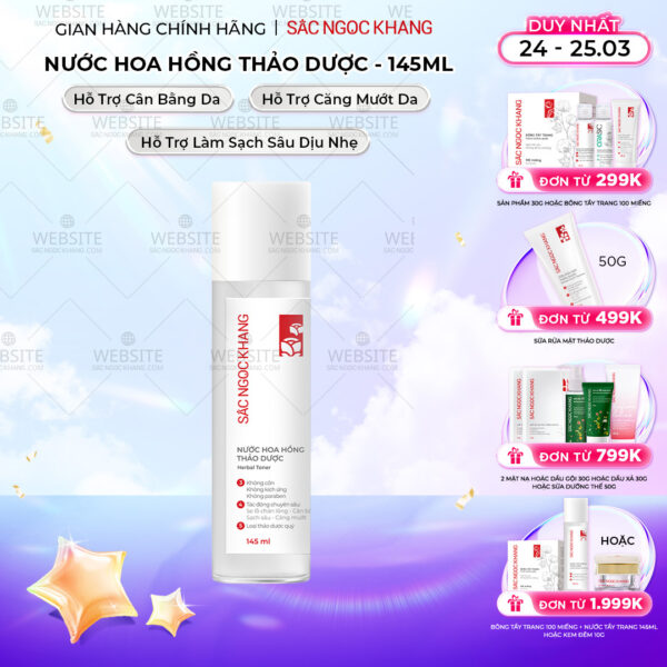 Nước Hoa Hồng Thảo Dược Sắc Ngọc Khang 145ml ( Herbal Toner) - Bản nâng cấp