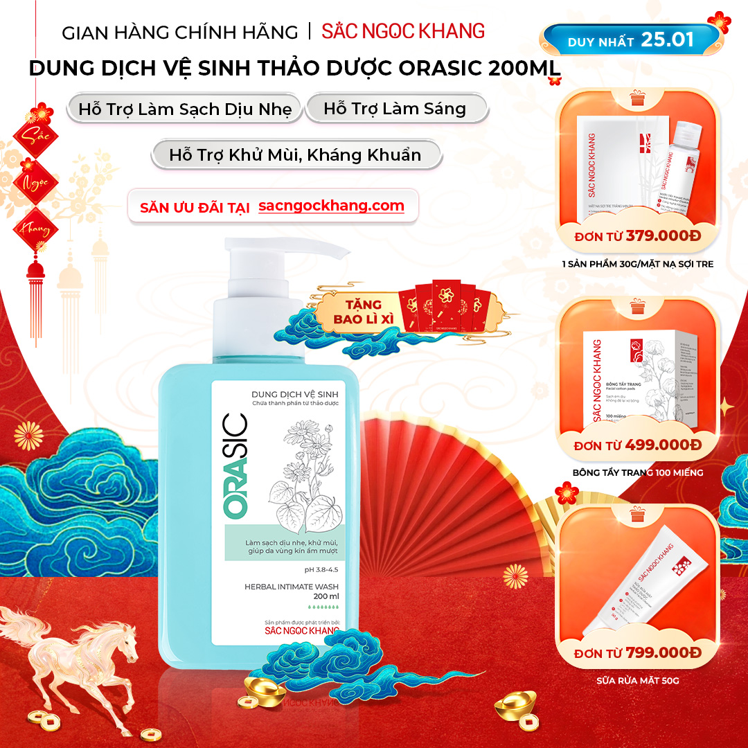 1729650541572492248 Dung Dịch Vệ Sinh Thảo Dược Orasic Dưỡng Hồng Sắc Ngọc Khang (Herbal Intimate Wash) 200ml - Ảnh 1