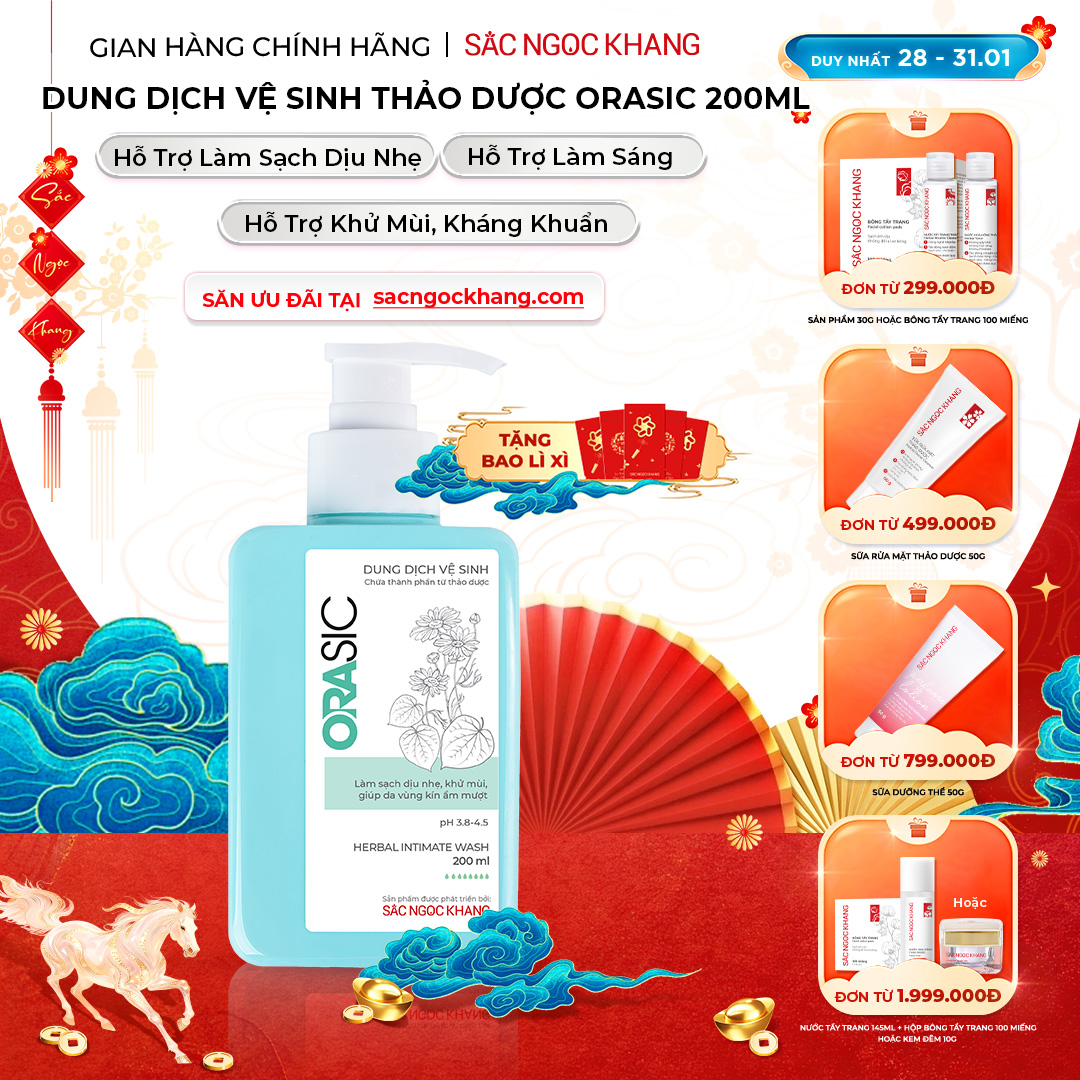 1729650541572492248 Dung Dịch Vệ Sinh Thảo Dược Orasic Dưỡng Hồng Sắc Ngọc Khang (Herbal Intimate Wash) 200ml - Ảnh 1