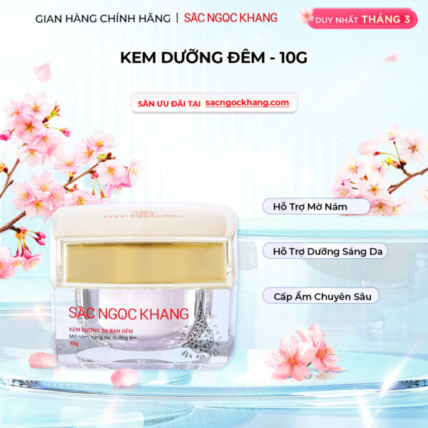 Kem Dưỡng Da Ban Đêm Sắc Ngọc Khang 10g - Dưỡng ẩm, mờ nám sạm, tàn nhang