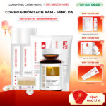 Combo Toàn Diện Mờ Nám, Đẹp Da Sắc Ngọc Khang: Nước tẩy trang 145ml, sữa rửa mặt 50g, nước hoa hồng 145ml, kem chống nắng 50g, kem dưỡng da ban đêm 10g, viên uống vi tảo lục 60v (phiên bản thường)