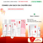 Combo Làm Sạch Da Chuyên Sâu Sắc Ngọc Khang (Sữa rửa mặt Thảo Dược 100g + Nước Hoa Hồng Thảo Dược 145ml + Nước Tẩy Trang Thảo Dược 145ml + Tẩy TBC 120g)