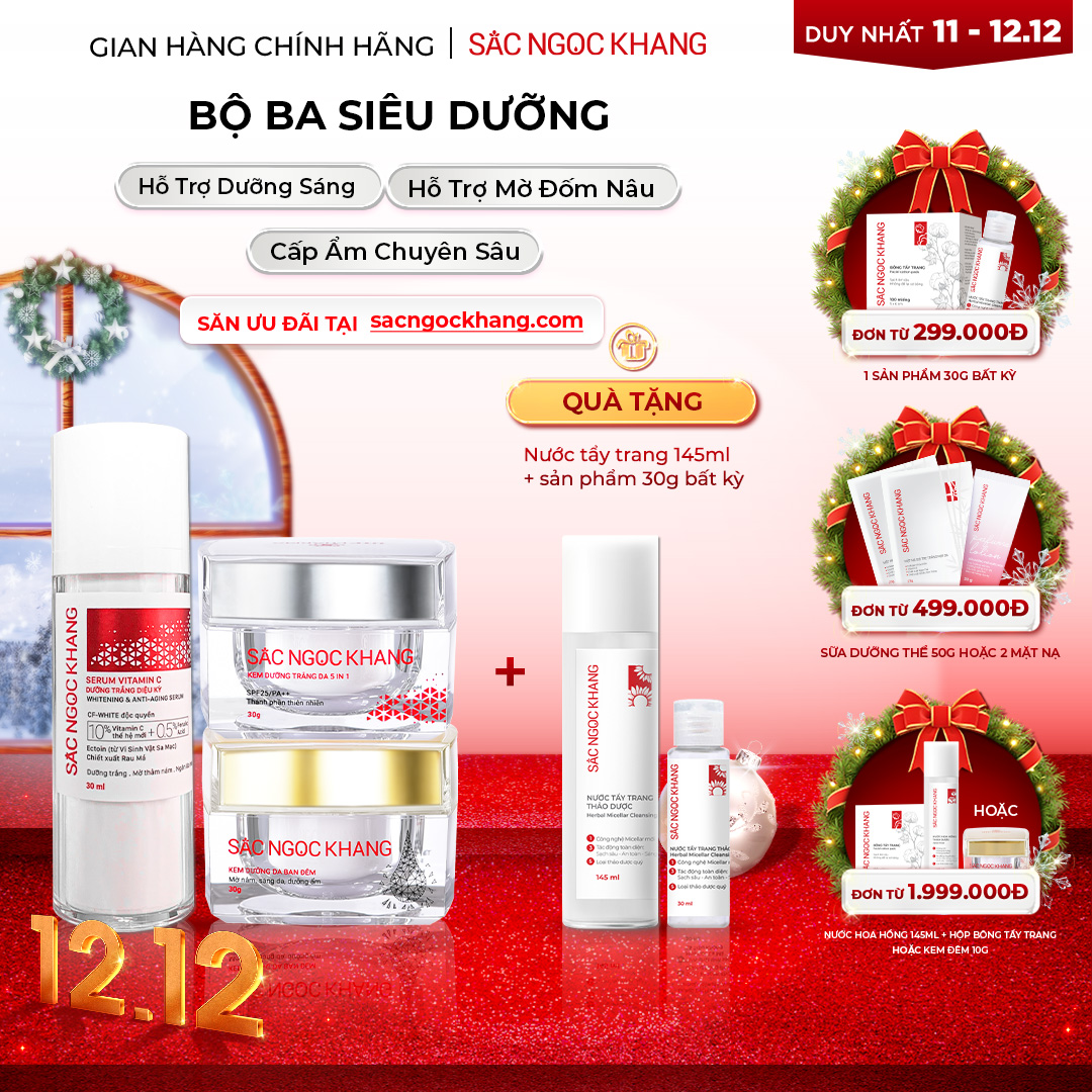 Bộ Kem Dưỡng Ngày/Đêm Serum Trắng Bật Tông Sắc Ngọc Khang