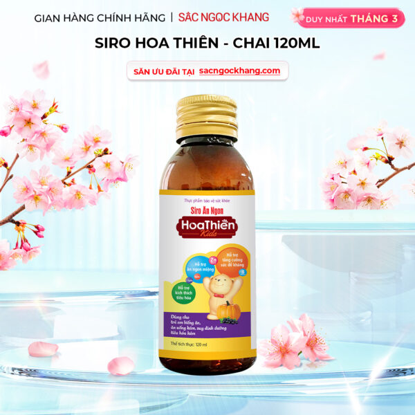 Siro ăn ngon Hoa Thiên chai 120ml giúp bé ăn ngon, hổ trợ phát triển trí não, tăng sức đề kháng của bé