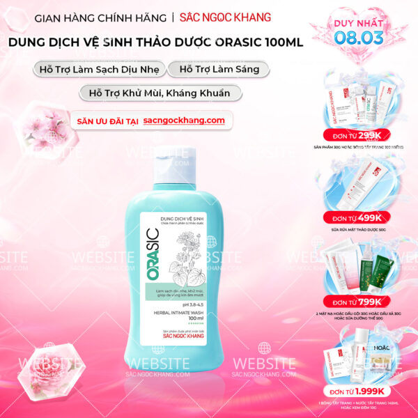 Dung Dịch Vệ Sinh Thảo Dược Orasic Sắc Ngọc Khang (Herbal Intimate Wash) 100ml