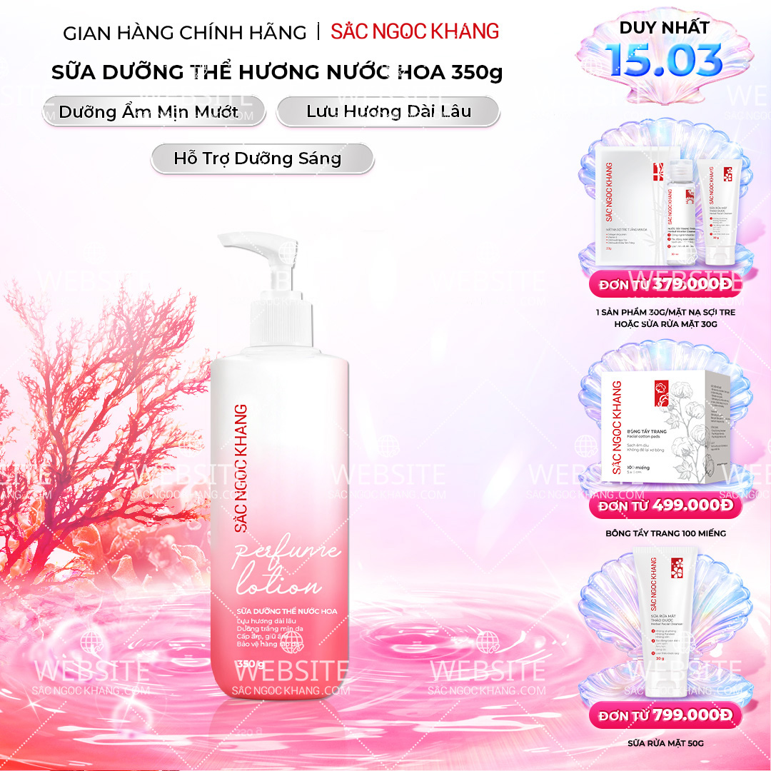 1731598387505302488 Sữa Dưỡng Thể Nước Hoa Dưỡng Trắng Da Mịn Màng Sắc Ngọc Khang 350g - Ảnh 1