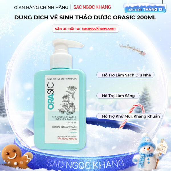 Dung Dịch Vệ Sinh Thảo Dược Orasic Dưỡng Hồng Sắc Ngọc Khang (Herbal Intimate Wash) 200ml