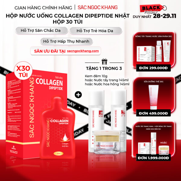 Nước Uống Collagen Dipeptide Mờ Nếp Nhăn - Dưỡng Ẩm Mịn Da Sắc Ngọc Khang (Hộp 30 túi x 20 ml)