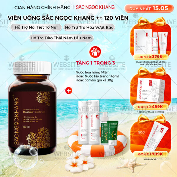 Viên Uống Mờ Nám, Hạn Chế Lão Hóa, Khỏe Đẹp Da Sắc Ngọc Khang ++ 120v