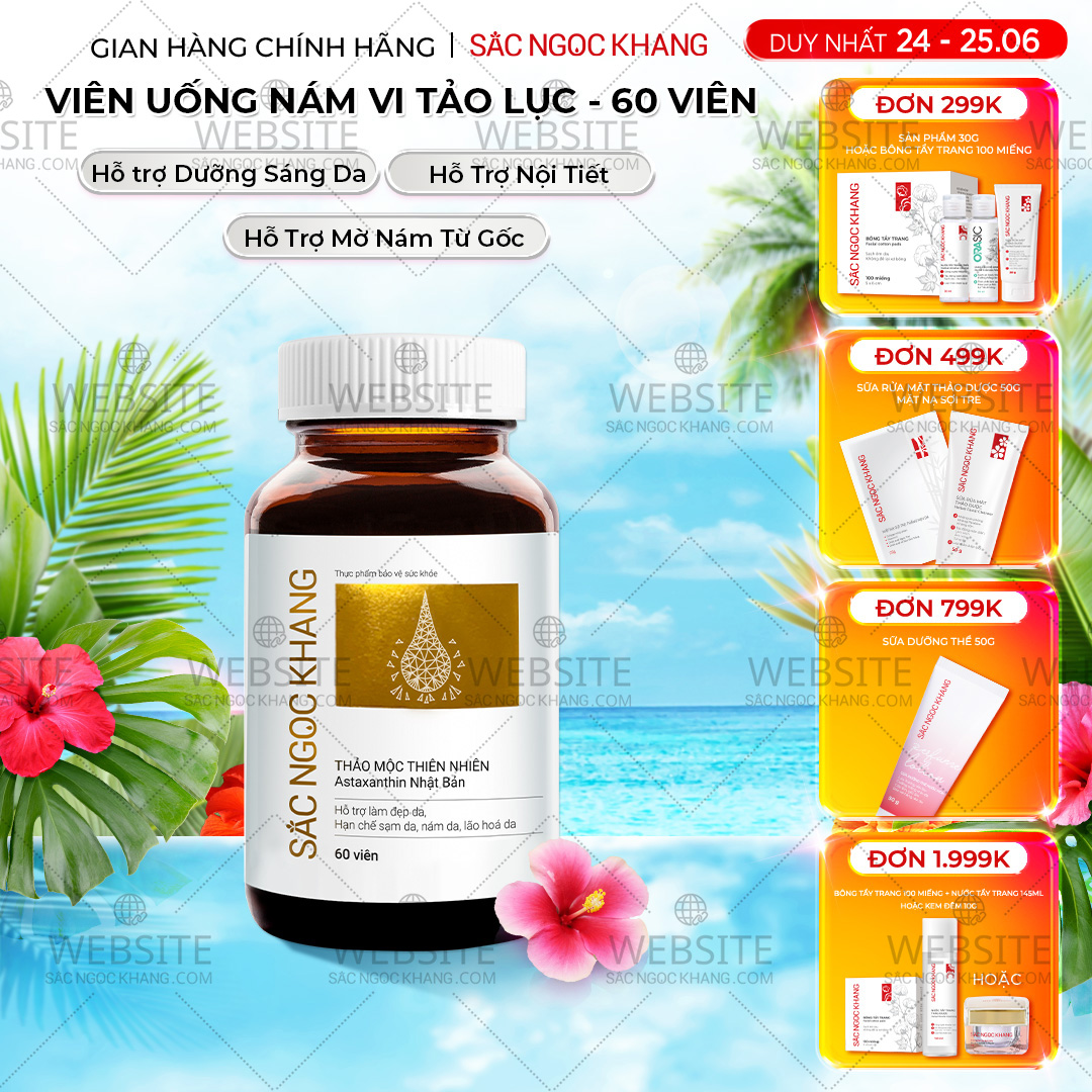 1729621518220495832 Viên Uống Vi Tảo Lục Sắc Ngọc Khang Mờ Nám, Đẹp Da, Hạn Chế Lão Hóa 60v - Ảnh 1