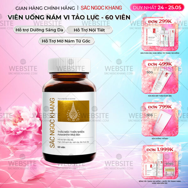 Viên Uống Vi Tảo Lục Sắc Ngọc Khang Mờ Nám, Đẹp Da, Hạn Chế Lão Hóa 60v