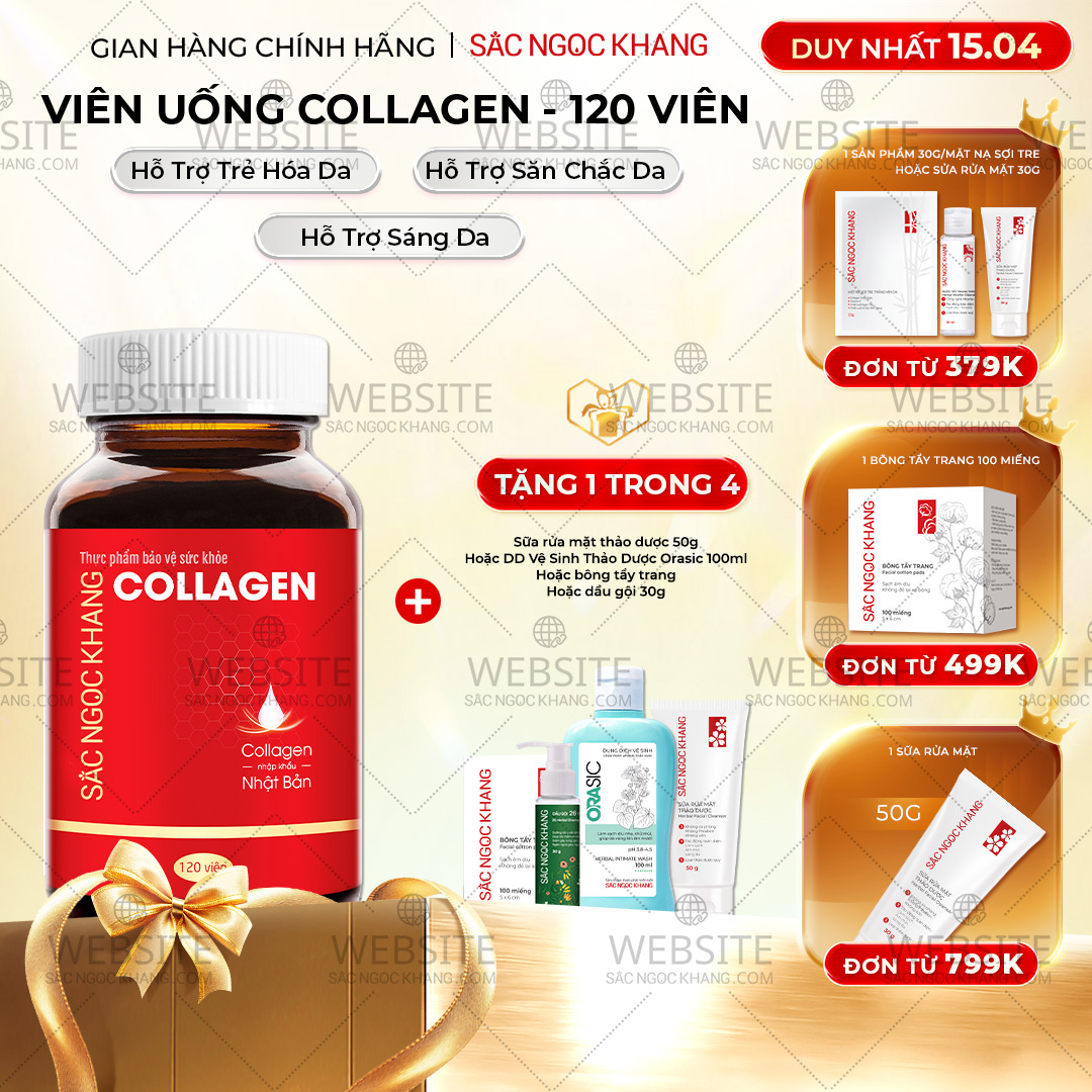 1729621553722919896 Viên Uống Collagen Dipeptide Hỗ Trợ Mờ Nếp Nhăn, Dưỡng Da Ẩm Mịn Sắc Ngọc Khang 120 viên - Ảnh 1