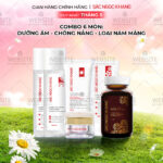 Combo Mờ Nám, Đẹp Da Sắc Ngọc Khang: Sữa Rửa Mặt 50g, Nước Tẩy Trang Thảo Dược 145ml, Nước Hoa Hồng Thảo Dược 145ml, Kem Dưỡng Da Ban Đêm 10g, Kem Chống Nắng "Sa Mạc", Viên Uống Sắc Ngọc Khang ++ 60v (Phiên bản cao cấp)