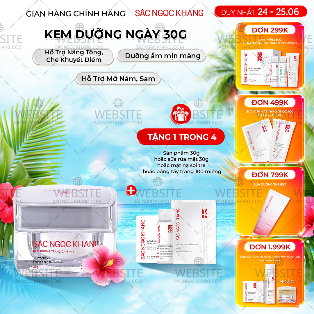 1729649540470574040 Kem Dưỡng Trắng Da Ban Ngày 5 in 1 - Sắc Ngọc Khang 30g - Ảnh 1