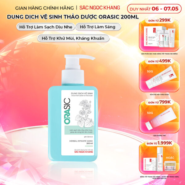 Dung Dịch Vệ Sinh Thảo Dược Orasic Dưỡng Hồng Sắc Ngọc Khang (Herbal Intimate Wash) 200ml