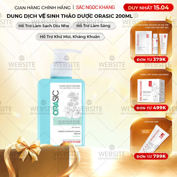 Dung Dịch Vệ Sinh Thảo Dược Orasic Dưỡng Hồng Sắc Ngọc Khang (Herbal Intimate Wash) 200ml