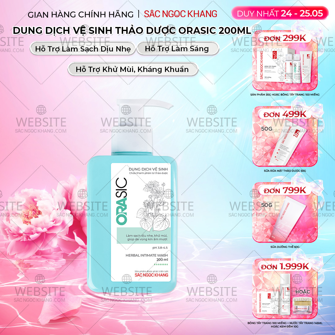 1729650541572492248 Dung Dịch Vệ Sinh Thảo Dược Orasic Dưỡng Hồng Sắc Ngọc Khang (Herbal Intimate Wash) 200ml - Ảnh 1