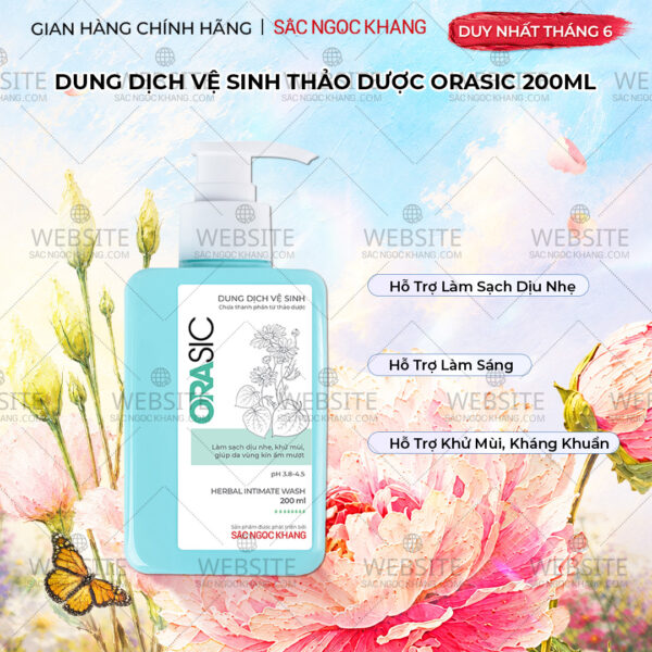 Dung Dịch Vệ Sinh Thảo Dược Orasic Dưỡng Hồng Sắc Ngọc Khang (Herbal Intimate Wash) 200ml