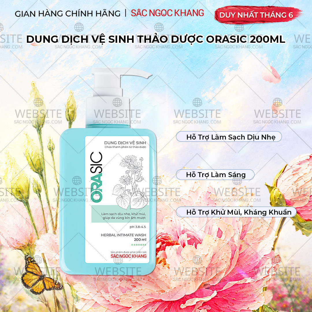 1729650541572492248 Dung Dịch Vệ Sinh Thảo Dược Orasic Dưỡng Hồng Sắc Ngọc Khang (Herbal Intimate Wash) 200ml - Ảnh 1
