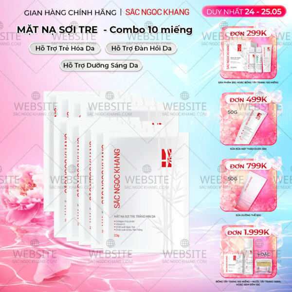 Set 10 Mặt Nạ sợi tre dưỡng trắng mịn da Sắc Ngọc Khang 25g/miếng