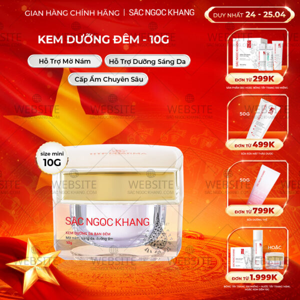 Kem Dưỡng Da Ban Đêm Sắc Ngọc Khang 10g - Dưỡng ẩm, mờ nám sạm, tàn nhang