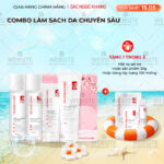 Combo Làm Sạch Da Chuyên Sâu Sắc Ngọc Khang (Sữa rửa mặt Thảo Dược 100g + Nước Hoa Hồng Thảo Dược 145ml + Nước Tẩy Trang Thảo Dược 145ml + Tẩy TBC 120g)