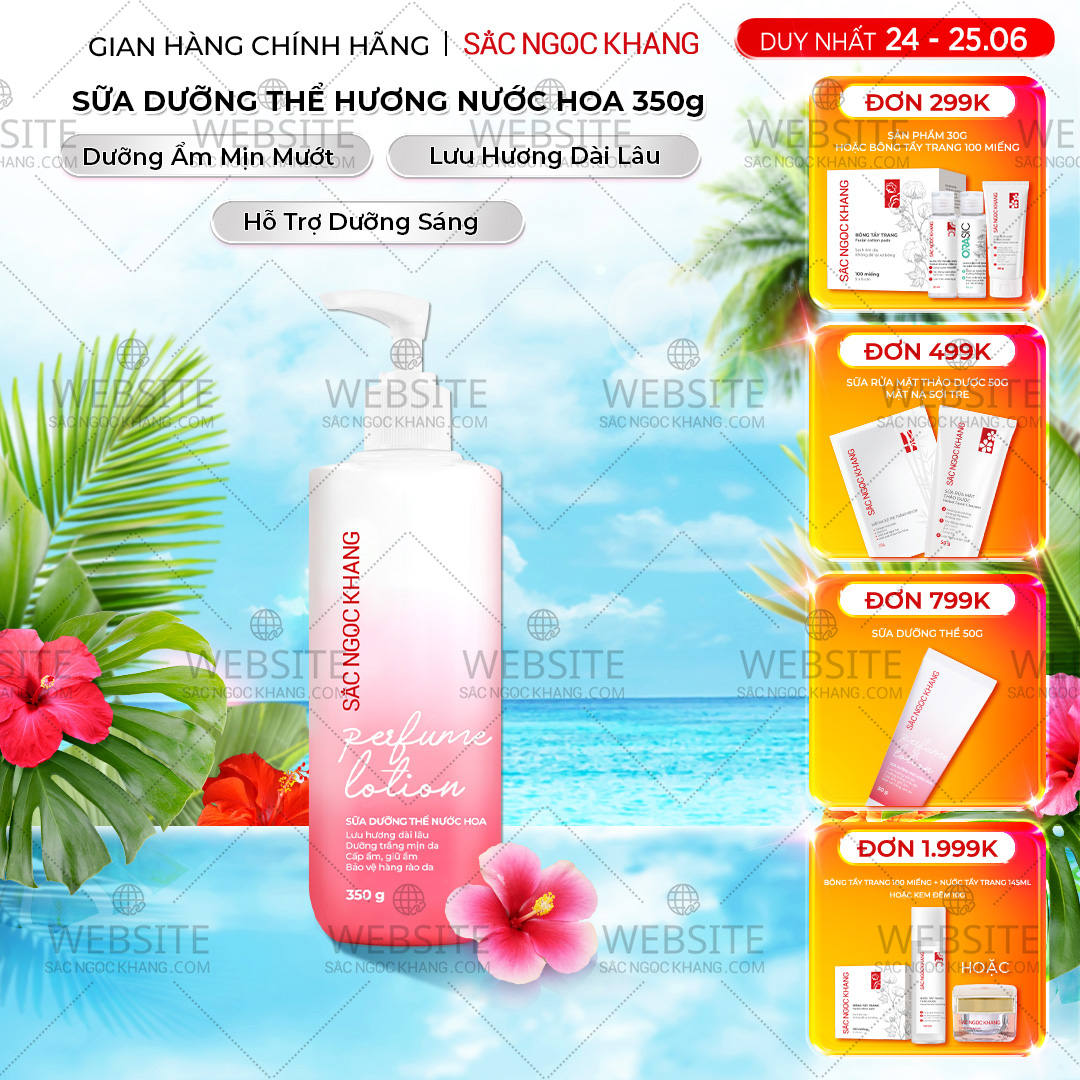 1731598387505302488 Sữa Dưỡng Thể Nước Hoa Dưỡng Trắng Da Mịn Màng Sắc Ngọc Khang 350g - Ảnh 1