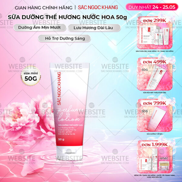 Sữa Dưỡng Thể Nước Hoa Dưỡng Trắng Da Mịn Màng Sắc Ngọc Khang 50g