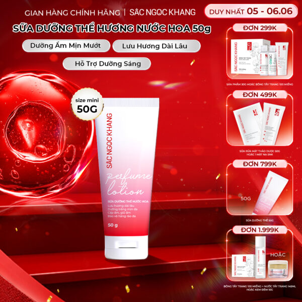 Sữa Dưỡng Thể Nước Hoa Dưỡng Trắng Da Mịn Màng Sắc Ngọc Khang 50g