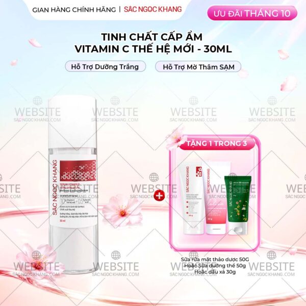 Serum Vitamin C Sắc Ngọc Khang 30ml - Tinh chất giúp da sáng mịn, hỗ trợ mờ thâm nám, đều màu da