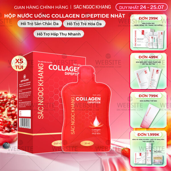 Nước Uống Collagen Dipeptide Mờ Nếp Nhăn - Dưỡng Ẩm Mịn Da Sắc Ngọc Khang Hộp 5 gói x 20ml