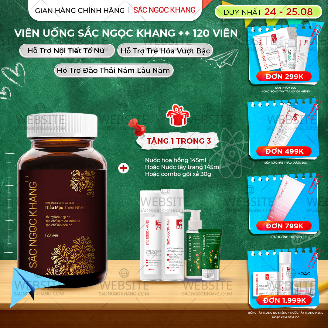 1729621467653508056 Viên Uống Mờ Nám, Hạn Chế Lão Hóa, Khỏe Đẹp Da Sắc Ngọc Khang ++ 120v - Ảnh 1
