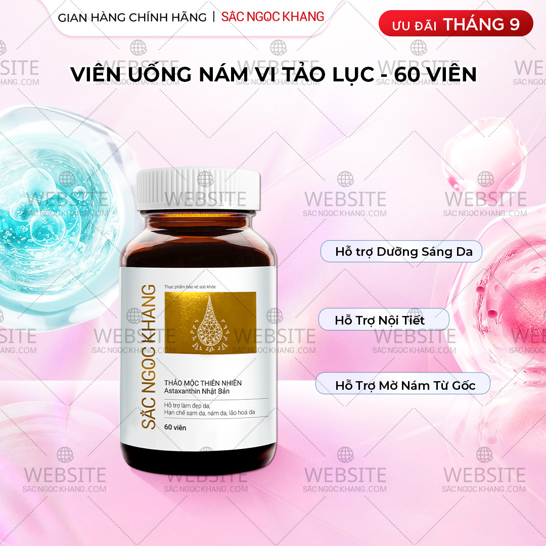1729621518220495832 Viên Uống Vi Tảo Lục Sắc Ngọc Khang Mờ Nám, Đẹp Da, Hạn Chế Lão Hóa 60v - Ảnh 1
