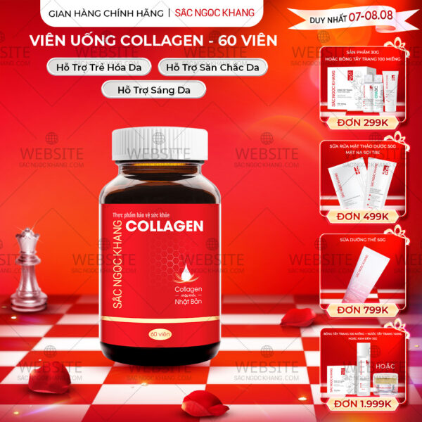 Viên Uống Collagen Dipeptide Mờ Nếp Nhăn - Dưỡng Ẩm Mịn Da Sắc Ngọc Khang hộp 60 viên