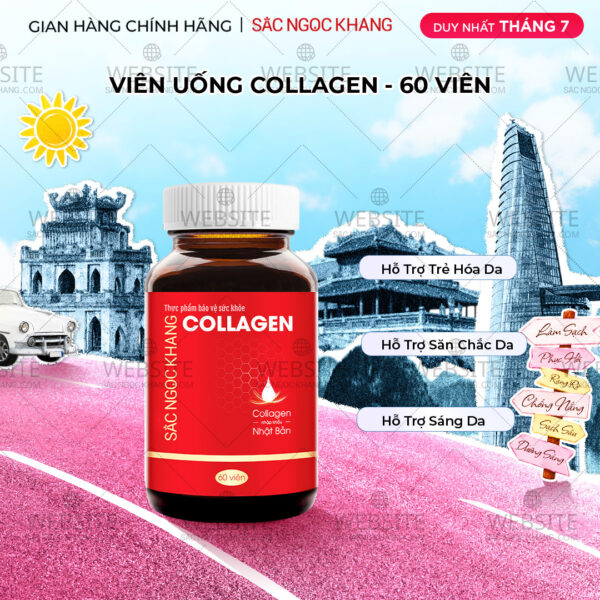 Viên Uống Collagen Dipeptide Mờ Nếp Nhăn - Dưỡng Ẩm Mịn Da Sắc Ngọc Khang hộp 60 viên