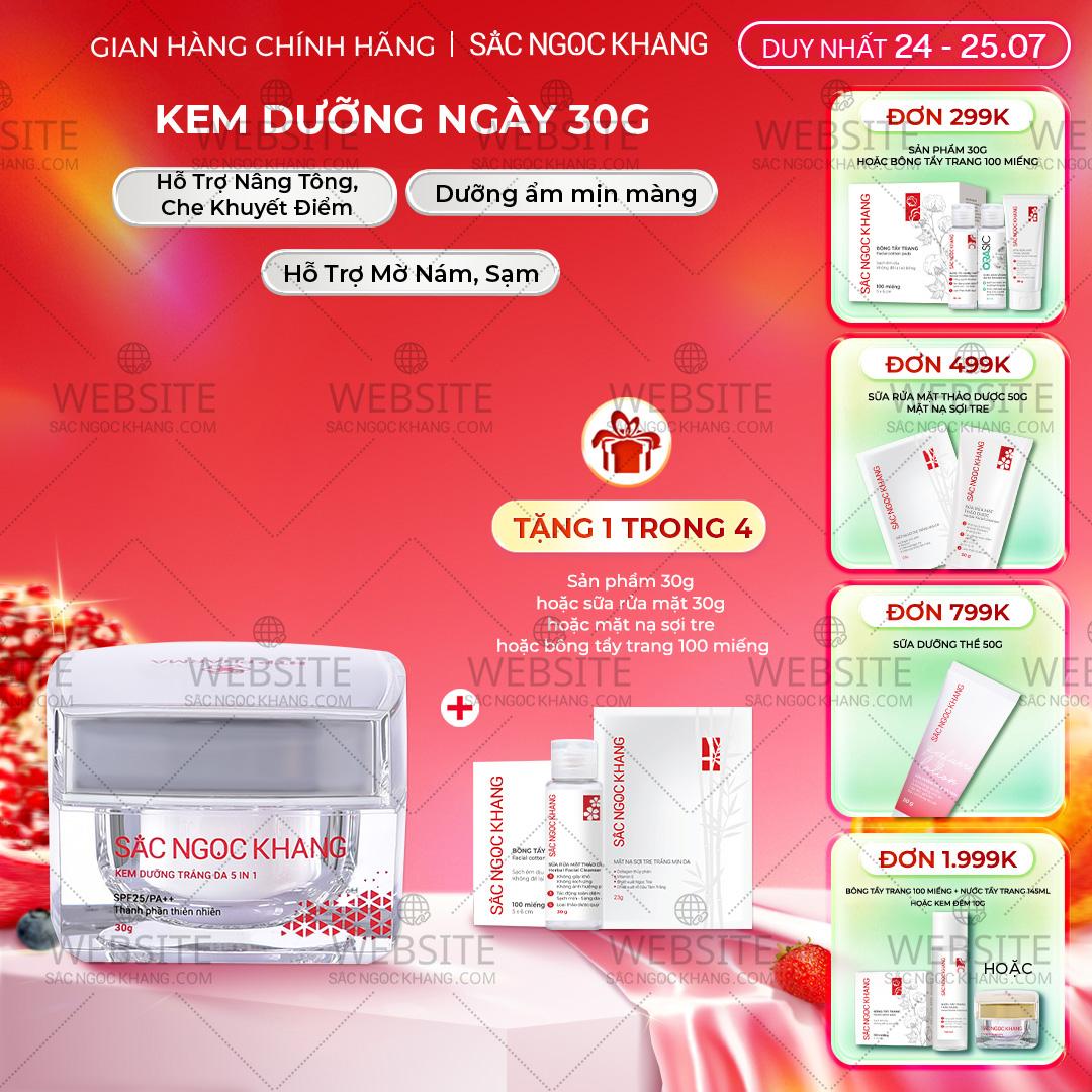 1729649540470574040 Kem Dưỡng Trắng Da Ban Ngày 5 in 1 - SẮC NGỌC KHANG 30g - Ảnh 1
