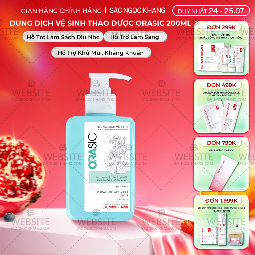 1729650541572492248 Dung Dịch Vệ Sinh Thảo Dược Orasic Dưỡng Hồng Sắc Ngọc Khang (Herbal Intimate Wash) 200ml - Ảnh 1