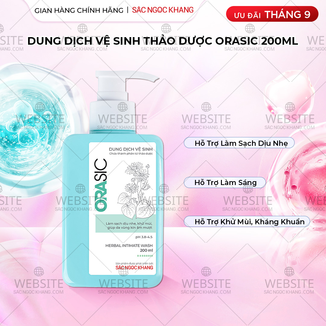 1729650541572492248 Dung Dịch Vệ Sinh Thảo Dược Orasic Dưỡng Hồng Sắc Ngọc Khang (Herbal Intimate Wash) 200ml - Ảnh 1
