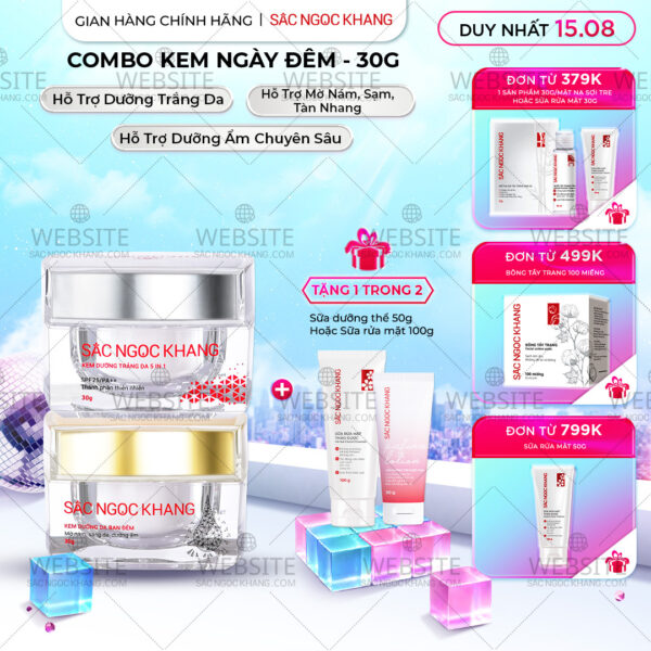 Combo Dưỡng Da Ngày Và Đêm Sắc Ngọc Khang (Kem Dưỡng Da Ban Đêm 30g và Kem Dưỡng Da Ban Ngày 5in1 30g)