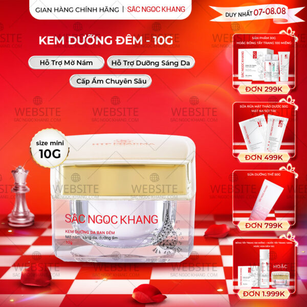 Kem Dưỡng Da Ban Đêm Sắc Ngọc Khang 10g - Dưỡng ẩm, mờ nám sạm, tàn nhang