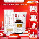 Combo Toàn Diện Mờ Nám, Đẹp Da Sắc Ngọc Khang: Nước tẩy trang 145ml, sữa rửa mặt 50g, nước hoa hồng 145ml, kem chống nắng 50g, kem dưỡng da ban đêm 10g, viên uống vi tảo lục 60v (phiên bản thường)