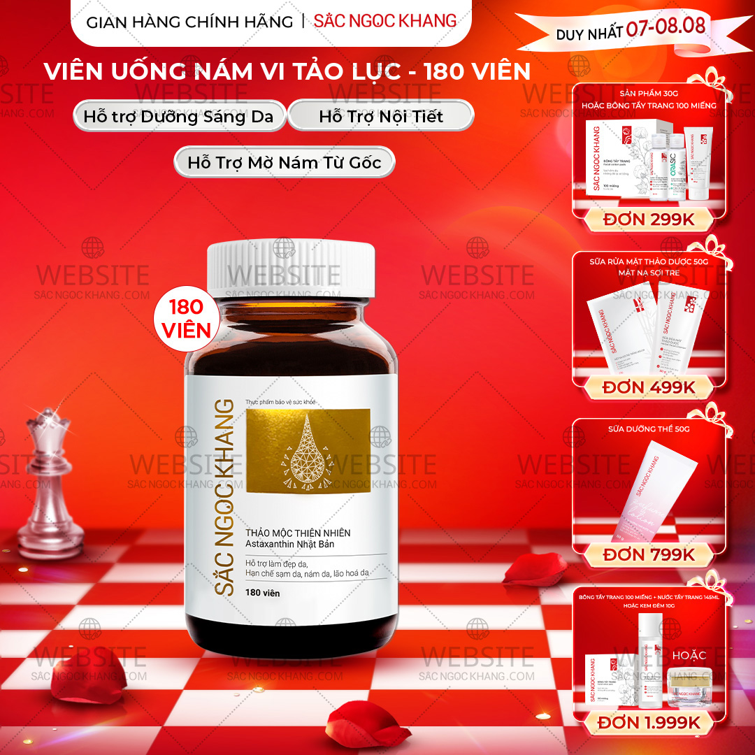 1729714930293312472 Viên Uống Vi Tảo Lục Sắc Ngọc Khang Mờ Nám, Đẹp Da, Hạn Chế Lão Hóa 180v - Ảnh 1
