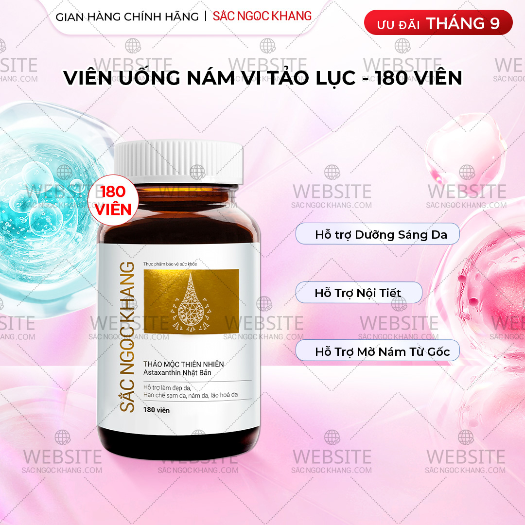 1729714930293312472 Viên Uống Vi Tảo Lục Sắc Ngọc Khang Mờ Nám, Đẹp Da, Hạn Chế Lão Hóa 180v - Ảnh 1
