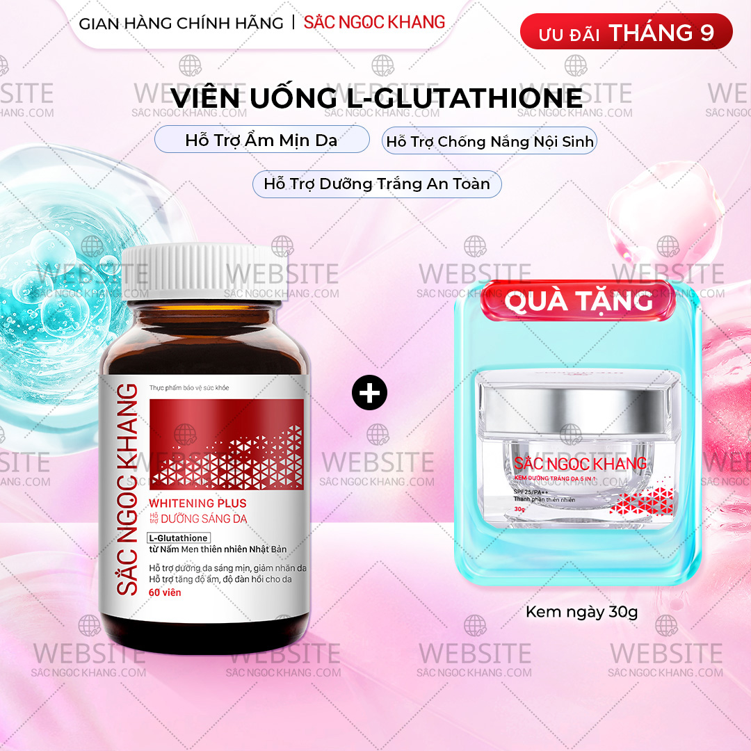 1731133421801540568 Viên Uống Glutathione Dưỡng Trắng Da Vượt Trội 60 viên - Whitening Plus Sắc Ngọc Khang - Ảnh 1
