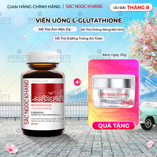 Viên Uống Glutathione Dưỡng Trắng Da Vượt Trội 60 viên - Whitening Plus Sắc Ngọc Khang