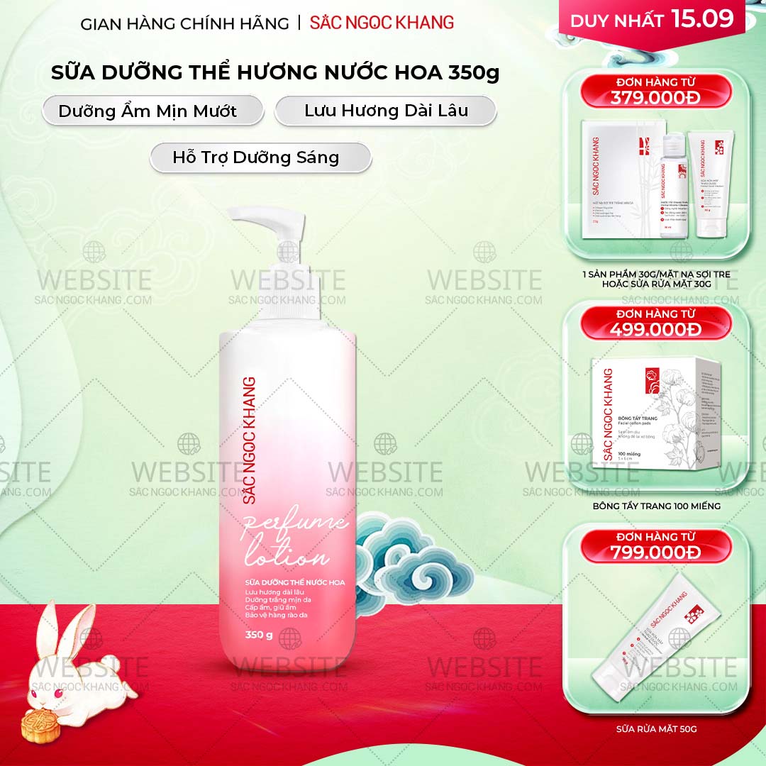 1731598387505302488 Sữa Dưỡng Thể Nước Hoa Dưỡng Trắng Da Mịn Màng Sắc Ngọc Khang 350g - Ảnh 1