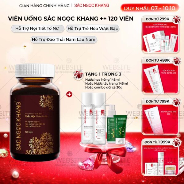 Viên Uống Hỗ Trợ Cải Thiệm Sạm Nám, Làm Đều Màu Da Sắc Ngọc Khang ++ 120v