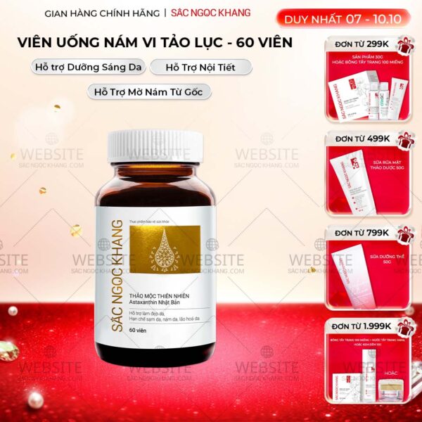 Viên Uống Vi Tảo Lục Sắc Ngọc Khang Mờ Nám, Đẹp Da, Hạn Chế Lão Hóa 60v
